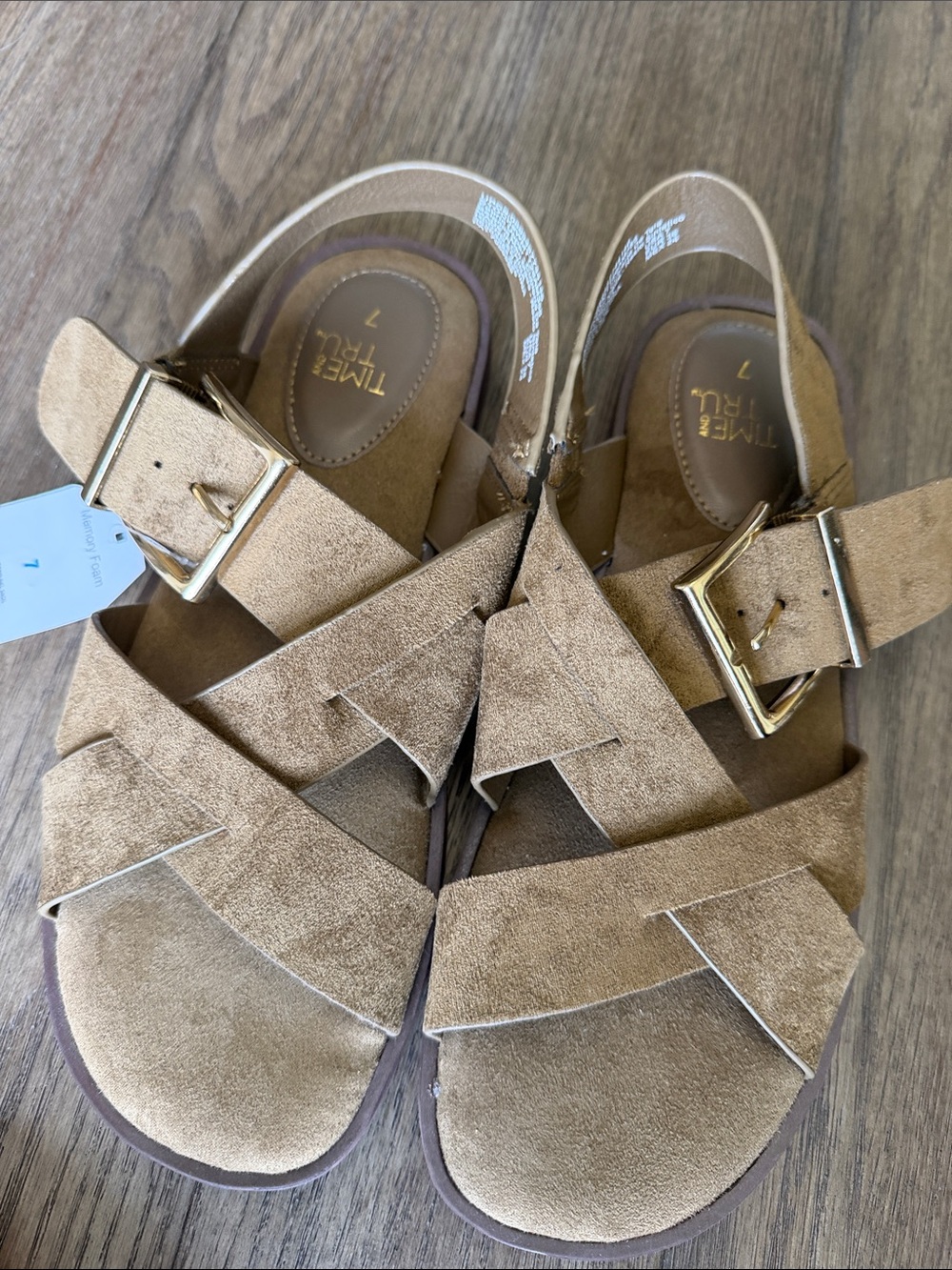 NWT Time and Tru Olive Green Crisscross Buckle Sandals